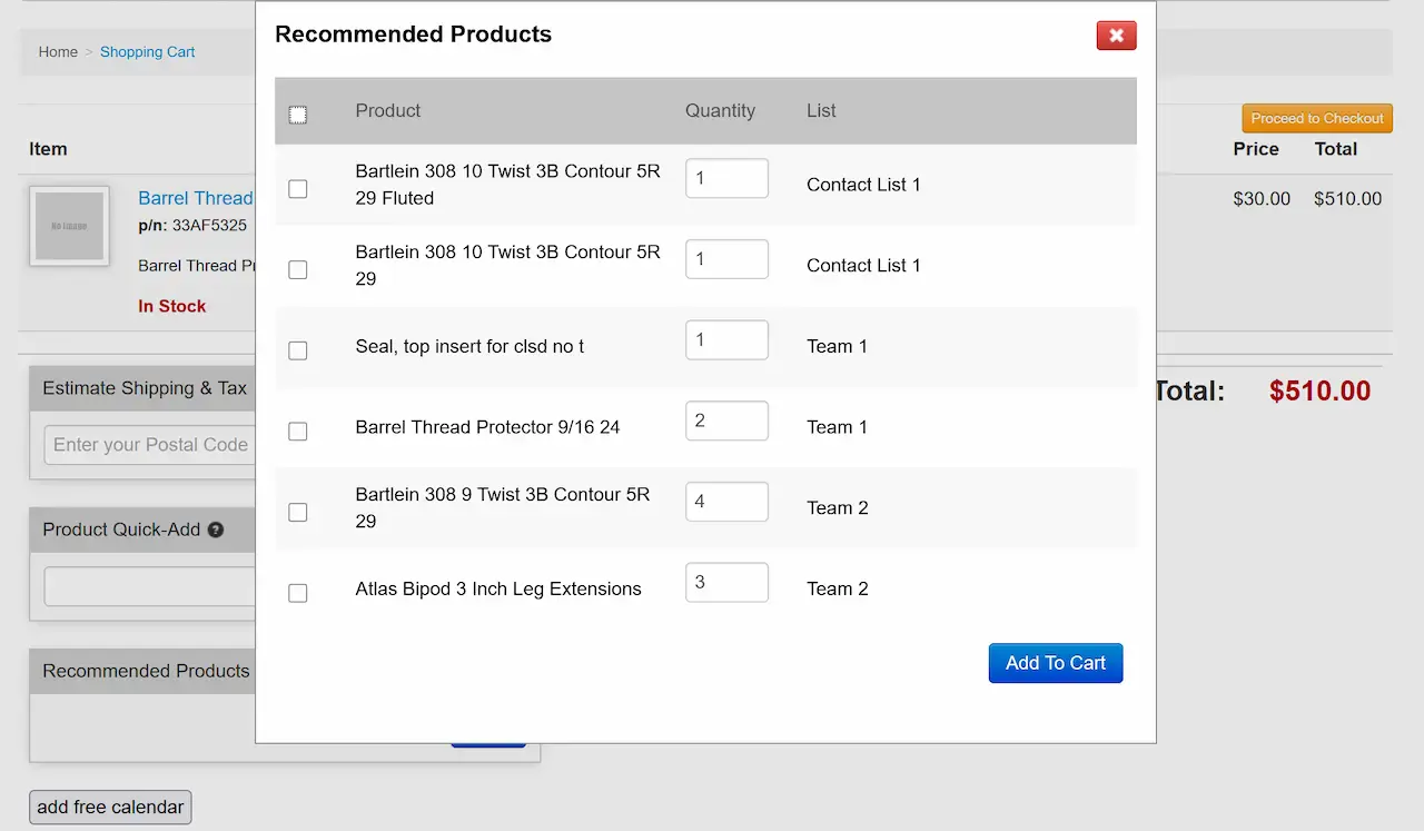 Customer Order Recommendations List