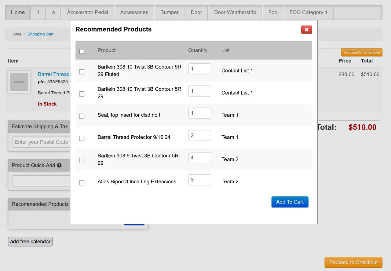 Recommended Products List Nomad eCommerce